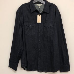 Rag & Bone Men’s Black Denim Wash Button Down Indigo Beck Shirt Size XL